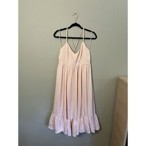 J. Crew Tall Drapery Spaghetti-strap Dress Women Size 8 Soft Apricot Pink Ruffle